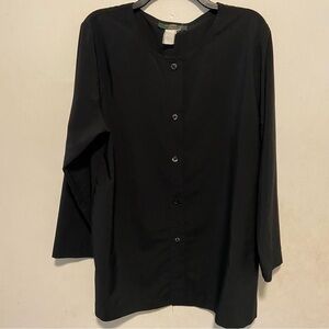 Orvis Women’s Button Down Tunic Classic Black Long Sleeved Office Professional